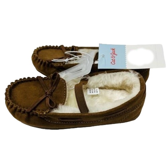 Celina, Dark Chestnut, Size 7 Girls' Moccasin Slippers - Cat & Jack + Free Ship - Picture 3 of 6
